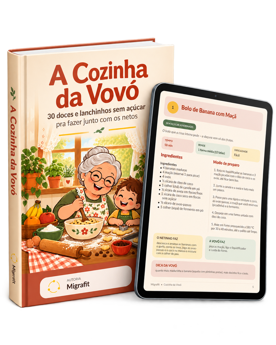 Ebook A Cozinha da Vovó no livro e no tablet